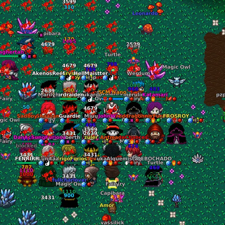 Kakele Online gameplay with dozens of players fighting side by side